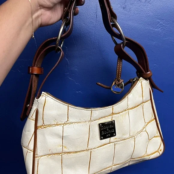 Vintage Dooney And Bourke Handbag Small White and Brown - Picture 14 of 16